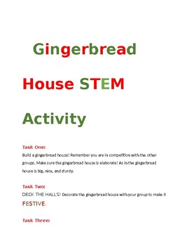 Preview of GINGERBREAD HOUSE STEM ACTIVITY