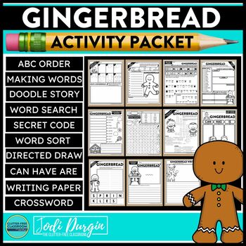 Preview of GINGERBREAD MAN ACTIVITY PACKET word search GINGERBREAD MAN worksheets word work