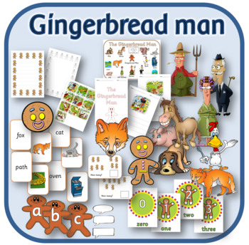 Preview of GINGERBREAD MAN resources: PowerPoints, printables activites and display
