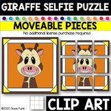 GIRAFFE SELFIE SQUARE TILE PUZZLES Moveable Pieces Clip Art