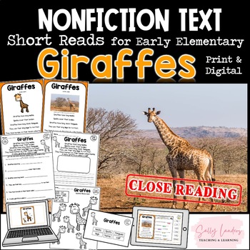 Preview of GIRAFFES Nonfiction CLOSE READING Print & Digital Pack