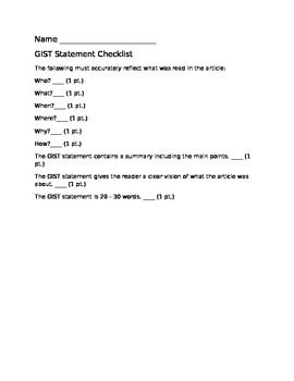 Preview of GIST Statement Checklist