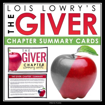 Preview of The Giver Chapter Summaries - Plot Summary Cards for Lois Lowry's Novel