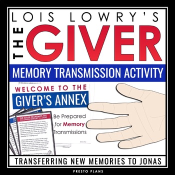 Preview of The Giver Activity - Memory Transmission to Jonas Simulation Novel Activity