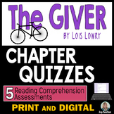 GIVER Quizzes - 5 Reading Comprehension Checks - Print & DIGITAL