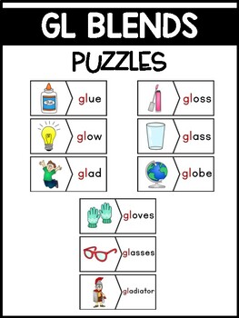 GL Blends Phonics Center: Picture and Word Match Puzzles by Teach Fun