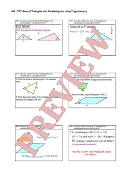 Preview of GL64 - Area of Triangles and Parallelograms using Trig SMARTBOARD