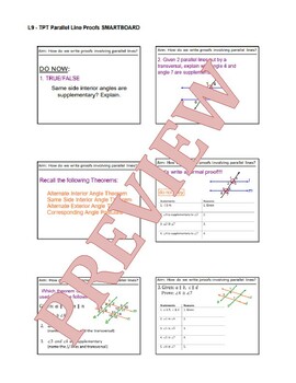Preview of GL9 - Parallel Line Proofs SMARTBOARD