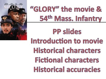 Preview of GLORY - Mass 54th PPTs - introduction to movie & historical accuracies