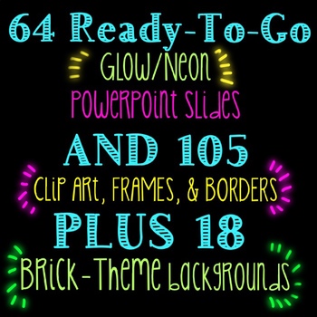 Preview of GLOW/NEON CLIPART FRAMES & BORDERS BUNDLE!
