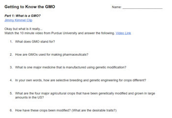 Preview of GMO Webquest Getting to Know the GMO