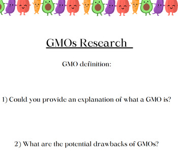 Preview of GMOs research worksheet.