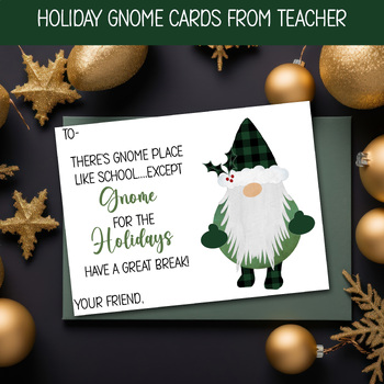 GNOME CHRISTMAS CARD FROM TEACHER, HOLIDAY NOTE FOR STUDENTS, GIFT TAG IDEA