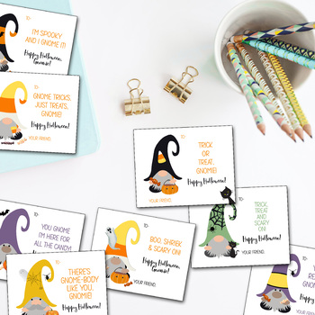 Printable Gnome Tags for Halloween Treat Bags