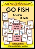 GO FISH Game - CCVC - 3 Sets: 25 Word Cards/25 Illustrated