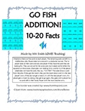 GO FISH Addition - Facts 10 to 20 - Aligns with Common Core