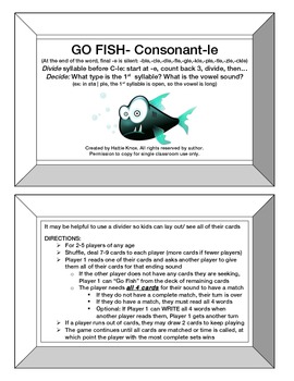 Preview of Go Fish: Consonant-le Card Game- Orton Gillingham Phonics/Reading/Spelling