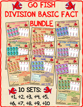 Preview of GO FISH DIVISION MATH CARD GAME 10 SET BUNDLE