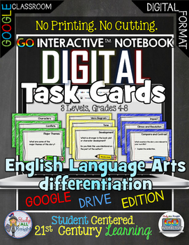 Preview of Ela Differentiation Digital Task Cards Google Drive Paperless Classroom
