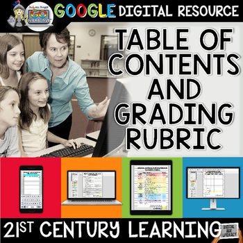 Preview of Digital Notebook Google Classroom Table of Contents Grading Rubrics