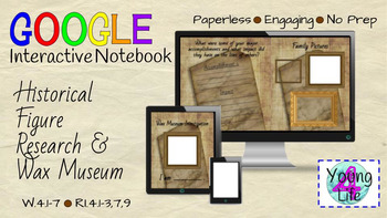 Preview of GO Interactive Notebook Historical Figure Research, Writing Prompts & Wax Museum