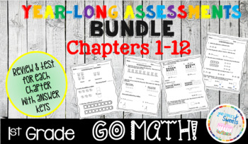 Preview of GO MATH! 1st grade Reviews & Tests CH 1-12 (answer keys included)
