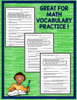 GO MATH 3rd Grade Vocabulary Worksheets Full Year by The Teacher Team