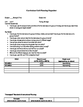 Preview of GO MATH! Unit 7 Grade 2 Curriculum Planner