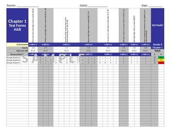 Preview of 2015 GO Math! Grade 4 Student Assessment DATA Tracking Checklist. Chapters 1-13