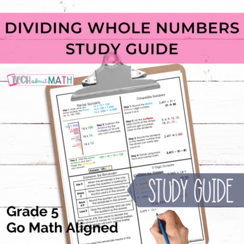 Preview of GO Math Aligned Gr. 5 Chapter 2 Study Guide (Division with multiple strategies)