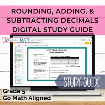 Preview of GO Math Aligned Grade 5 Chapter 3 Study Guide (Adding, Subtracting & Rounding)
