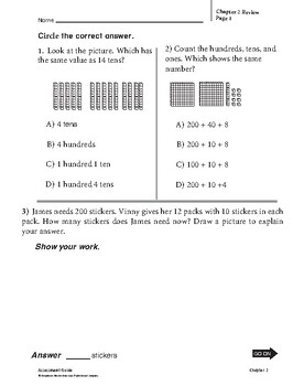 Preview of GO Math Grade 2 Chapters 2 Assessment and Review