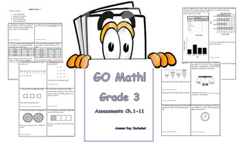 Preview of GO Math! Grade 3 Assessment Bundle Chapter 1-11