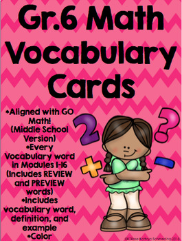 Preview of GO Math! Math Vocabulary Cards for the WHOLE YEAR!!!