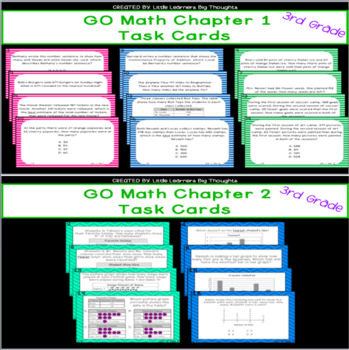 Preview of GO Math Chapters 1 and 2 Task Card Bundle Grade 3