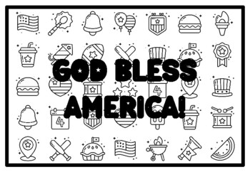 Preview of GOD BLESS AMERICA! Fourth of July Activity, Patriotic Coloring Pages