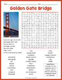 GOLDEN GATE BRIDGE Word Search Puzzle Worksheet Activity