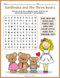 GOLDILOCKS & THE THREE BEARS Word Search Puzzle Worksheet 