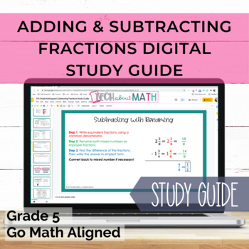 Preview of GOMath Aligned Grade 5 Ch. 6 Digital Study Guide Adding & Subtracting Fraction