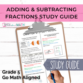 Preview of GO Math Aligned Chapter 6 Study Guide (Adding and Subtracting Fractions)