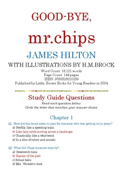 Preview of GOOD-BYE, MR.CHIPS by JAMES HILTON; Multiple-Choice Study Guide Quiz w/Ans Key