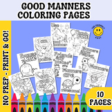GOOD MANNERS COLORING PAGES - About Being Polite, Saying P