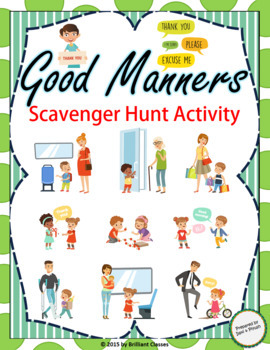 Preview of GOOD MANNERS Scavenger Hunt: | Printable and Digital Distance Learning