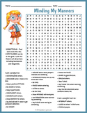 GOOD MANNERS Word Search Puzzle Worksheet Activity