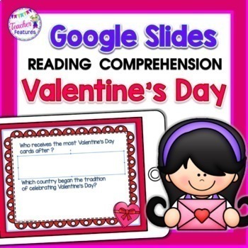 Preview of GOOGE SLIDES Remote Learning VALENTINE'S DAY READING COMPREHENSION Fun Facts