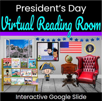 Preview of GOOGLE Bitmoji CLASSROOM | Presidents' Day Reading Room