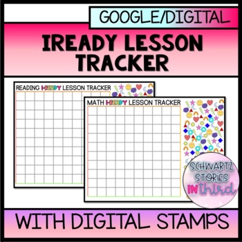 Preview of GOOGLE CLASS i-Ready Lesson Tracker Chart for MATH + READING 