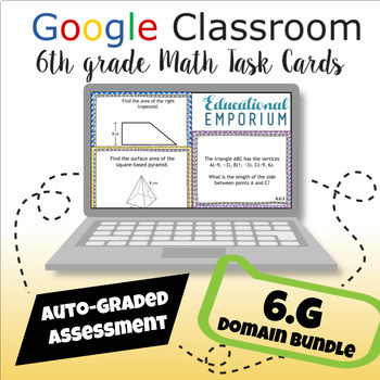 Preview of GOOGLE CLASSROOM ⭐ 6th Grade Geometry Math Task Cards Bundle