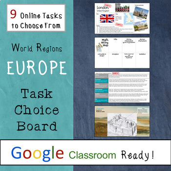 Preview of GOOGLE CLASSROOM Activities: Task Choice Boards for Europe