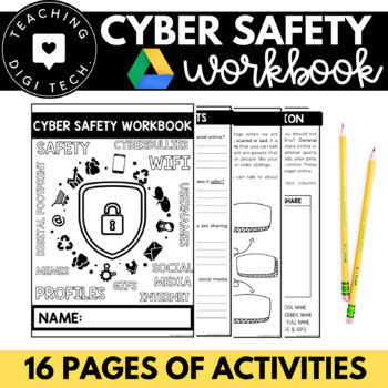 Preview of GOOGLE CLASSROOM CYBER SAFETY Workbook | Internet Safety Worksheets ks2